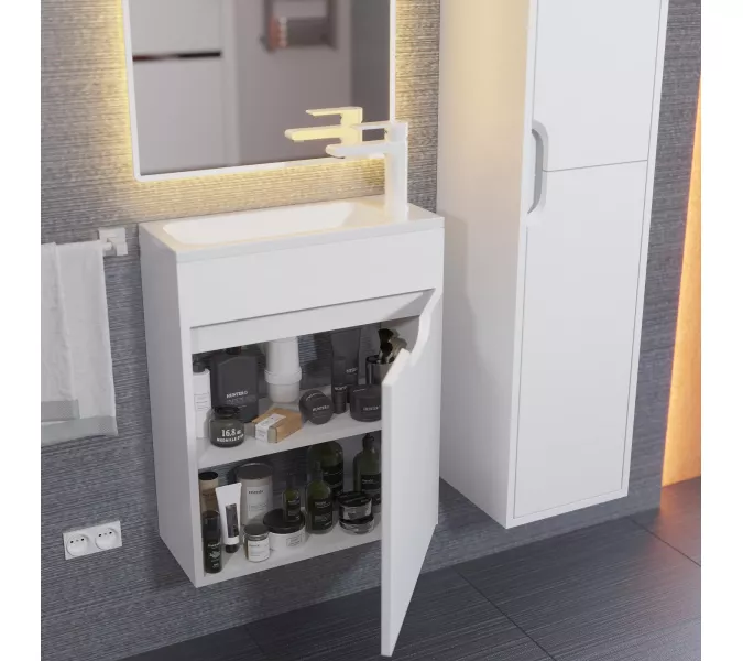 Тумба подвесная Uperwood Modul  белая матовая, Выбрать цвет: Белый матовый, Выбрать размер: 50, изображение 4