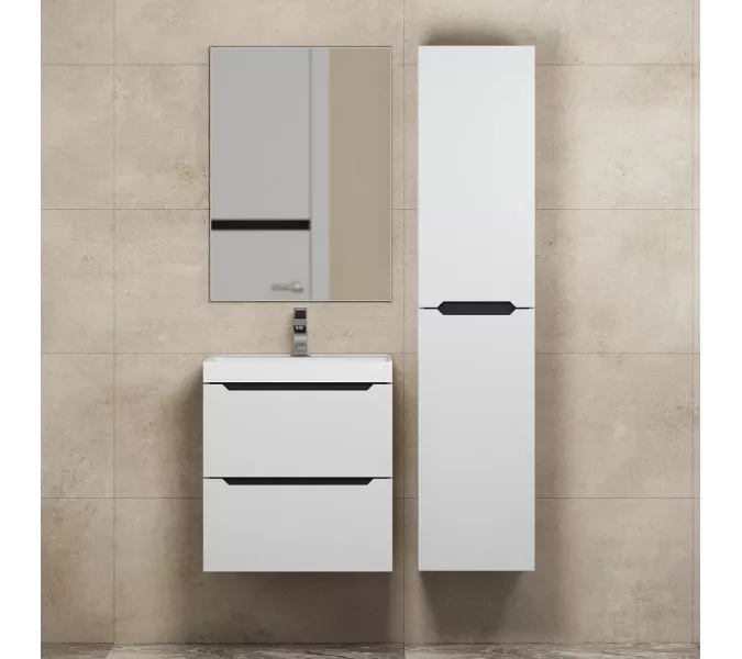 Шкаф-пенал подвесной  Uperwood Tanos   33х150 см, универсальный, белый/графит, Выбрать цвет: Белый/графит, изображение 3