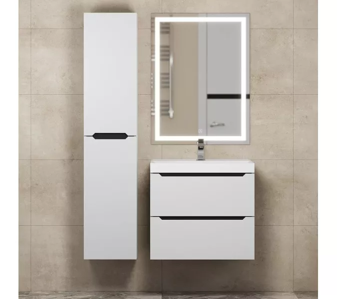 Шкаф-пенал подвесной  Uperwood Tanos   33х150 см, универсальный, белый/графит, Выбрать цвет: Белый/графит, изображение 4