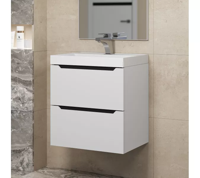 Тумба подвесная Uperwood Tanos белая/графит, Выбрать цвет: Белый/графит, Выбрать размер: 50