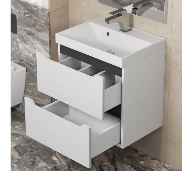 Тумба подвесная Uperwood Tanos белая/графит, Выбрать цвет: Белый/графит, Выбрать размер: 50, изображение 3