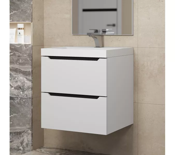 Тумба  подвесная Uperwood Tanos NEW  белая/графит, Выбрать цвет: Белый/графит, Выбрать размер: 50