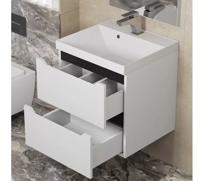 Тумба  подвесная Uperwood Tanos NEW  белая/графит, Выбрать цвет: Белый/графит, Выбрать размер: 50, изображение 2