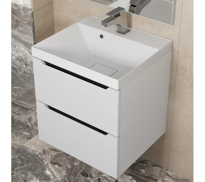 Тумба  подвесная Uperwood Tanos NEW  белая/графит, Выбрать цвет: Белый/графит, Выбрать размер: 50, изображение 3