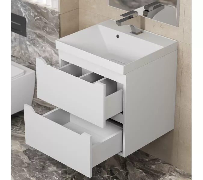 Тумба подвесная Uperwood Tanos NEW белая, Выбрать цвет: Белый матовый, Выбрать размер: 50, изображение 2