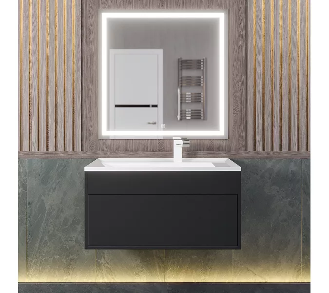 Тумба подвесная Uperwood Lotus Premium черная, Выбрать цвет: Черный матовый, Выбрать размер: 80, изображение 4