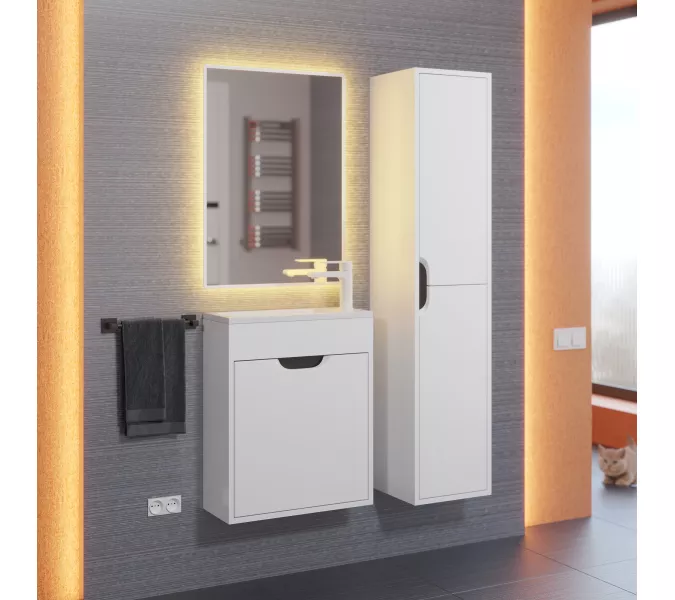 Тумба  подвесная Uperwood Modul, белая/графит, Выбрать цвет: Белый/графит, Выбрать размер: 50, изображение 8