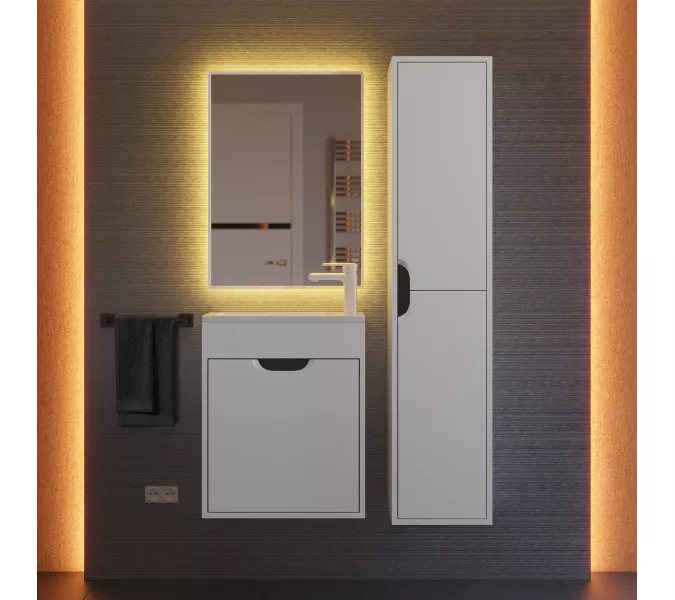 Тумба  подвесная Uperwood Modul, белая/графит, Выбрать цвет: Белый/графит, Выбрать размер: 50, изображение 10