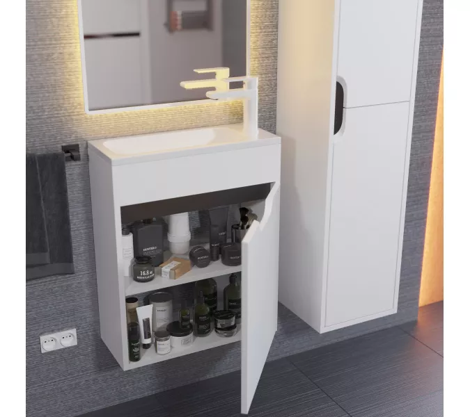 Тумба  подвесная Uperwood Modul, белая/графит, Выбрать цвет: Белый/графит, Выбрать размер: 50, изображение 5