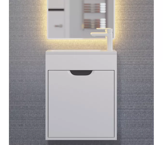 Тумба  подвесная Uperwood Modul, белая/графит, Выбрать цвет: Белый/графит, Выбрать размер: 50, изображение 2