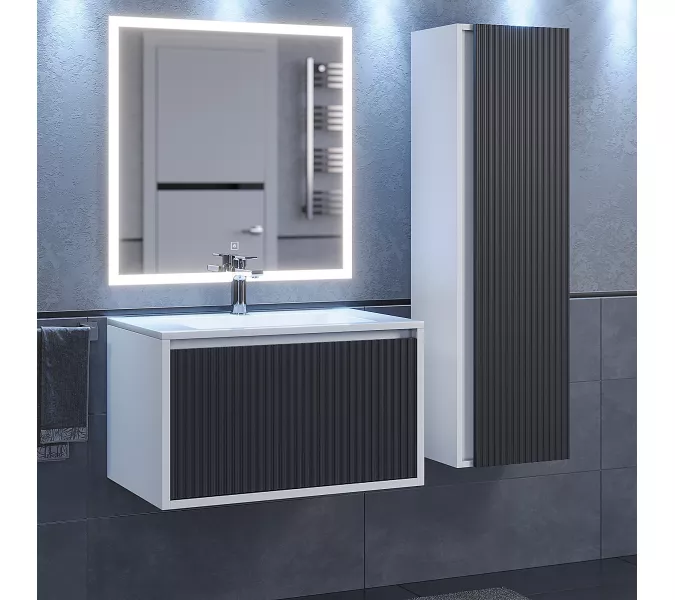 Тумба подвесная  Uperwood Next Premium  белая/графит, 1/2 ящика, Выбрать цвет: Белый/графит, Выбрать размер: 70, Внешний вид: 1 ящик, изображение 5