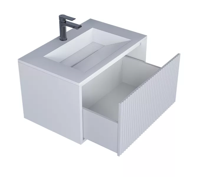 Тумба подвесная  Uperwood Next Premium  белая, 1/2 ящика, Выбрать цвет: Белый матовый, Выбрать размер: 70, Внешний вид: 1 ящик, изображение 2