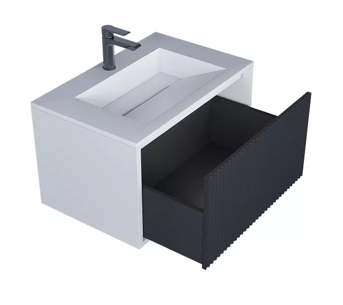 Тумба подвесная  Uperwood Next Premium  белая/графит, 1/2 ящика, Выбрать цвет: Белый/графит, Выбрать размер: 70, Внешний вид: 1 ящик, изображение 2