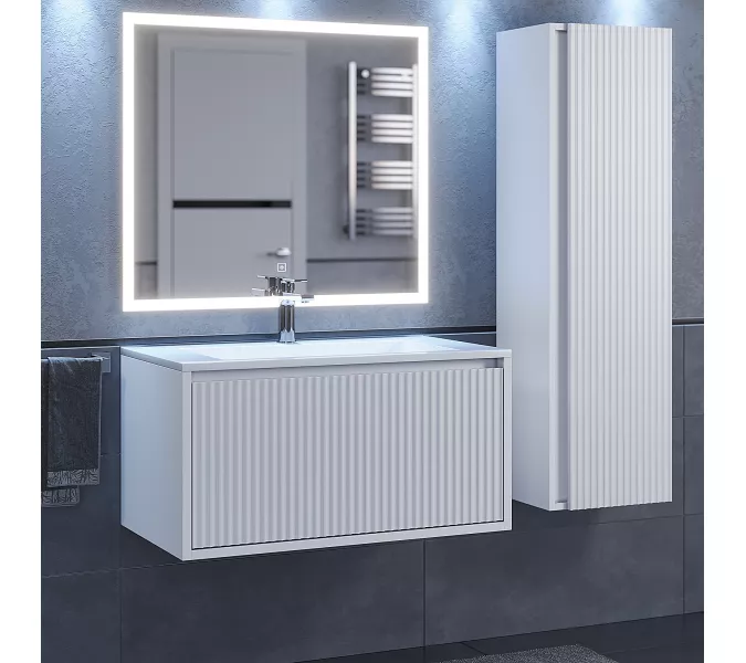 Шкаф-пенал  подвесной  Uperwood Next Premium, 35х120 см, белый, Выбрать цвет: Белый матовый, изображение 4