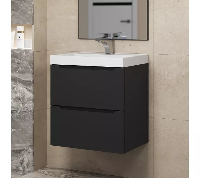 Тумба подвесная  Uperwood Tanos черная матовая, Выбрать цвет: Черный матовый, Выбрать размер: 50