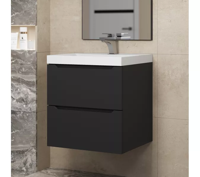 Тумба подвесная Uperwood Tanos NEW черная, Выбрать цвет: Черный матовый, Выбрать размер: 50