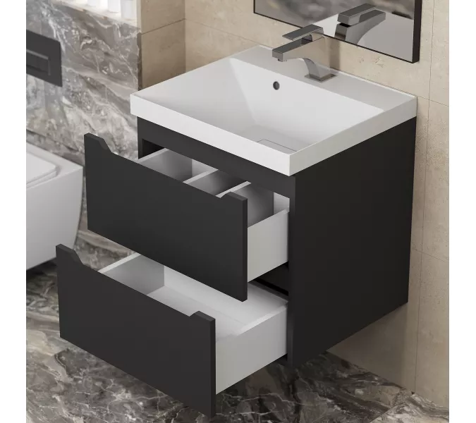 Тумба подвесная Uperwood Tanos NEW черная, Выбрать цвет: Черный матовый, Выбрать размер: 50, изображение 2