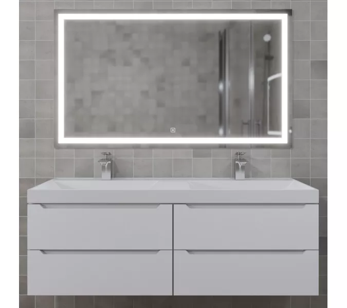 Тумба подвесная под двойную раковину  Uperwood Tanos 120х45х50 см, белая, 4 ящика, Выбрать цвет: Белый матовый, изображение 2