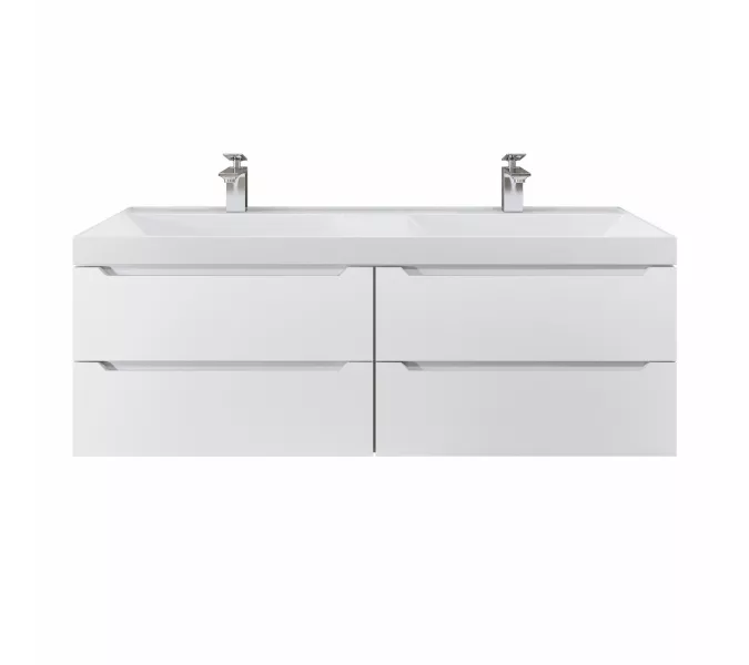 Тумба подвесная под двойную раковину  Uperwood Tanos 120х45х50 см, белая, 4 ящика, Выбрать цвет: Белый матовый, изображение 5