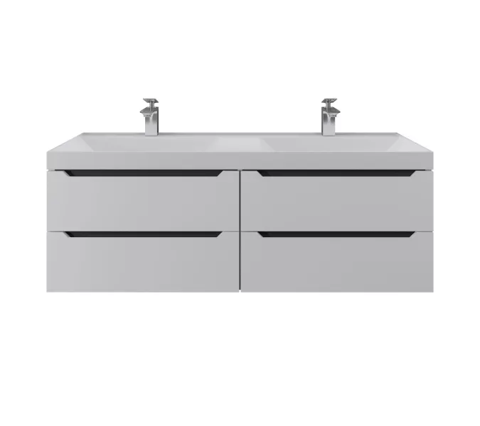 Тумба подвесная  под двойную раковину  Uperwood Tanos 120х45х50 см, белая/графит, 4 ящика, Выбрать цвет: Белый/графит, изображение 5
