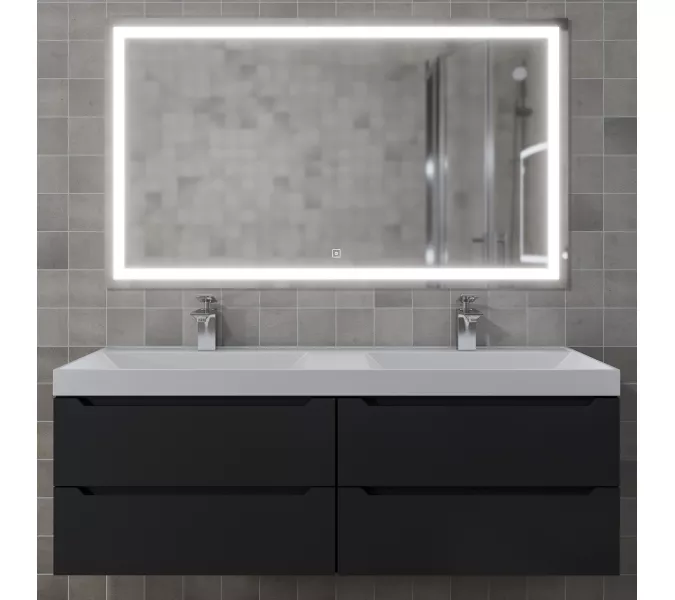 Тумба подвесная  под двойную раковину  Uperwood Tanos 120х45х50 см, черная матовая, 4 ящика, Выбрать цвет: Черный матовый, изображение 2