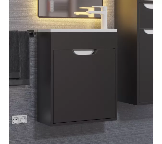 Тумба подвесная Uperwood Modul , черная матовая, Выбрать цвет: Черный матовый, Выбрать размер: 50