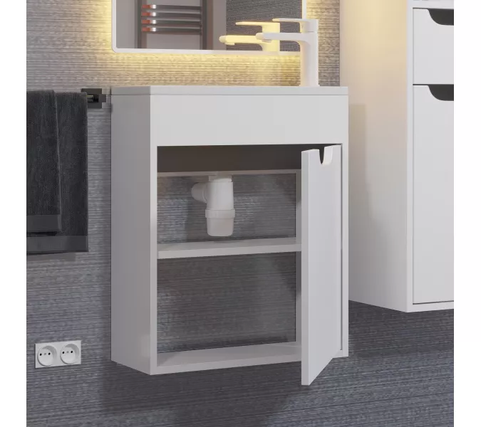 Тумба  подвесная Uperwood Modul, белая/графит, Выбрать цвет: Белый/графит, Выбрать размер: 50, изображение 3