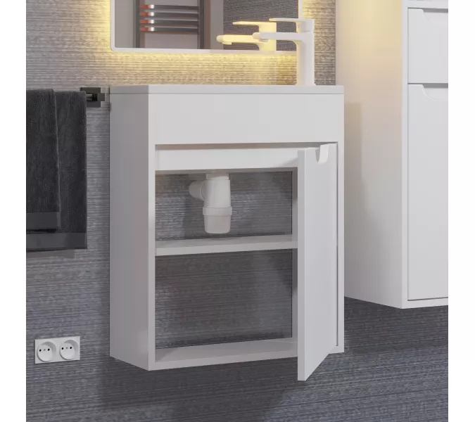 Тумба подвесная Uperwood Modul  белая матовая, Выбрать цвет: Белый матовый, Выбрать размер: 50, изображение 5