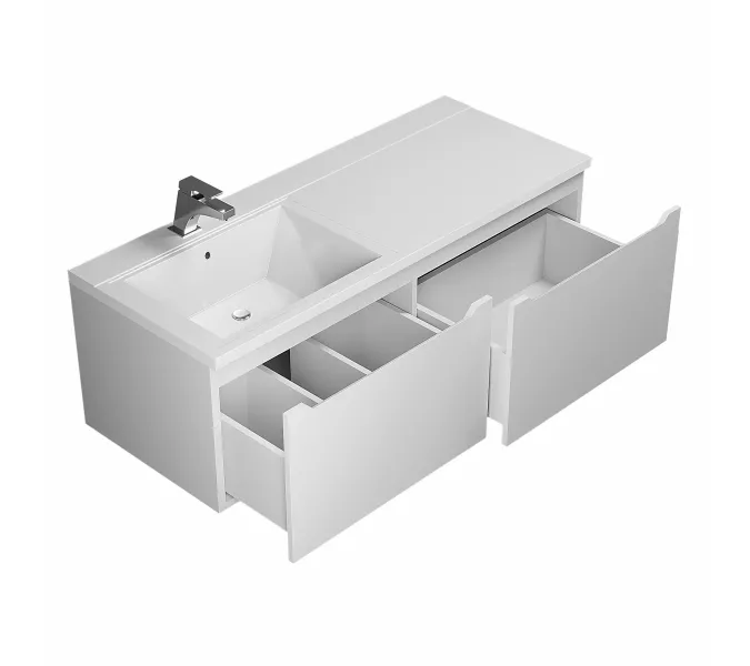 Тумба подвесная Uperwood Tanos 120 см, белая, левая/правая, Выбрать цвет: Белый матовый, Ориентация: левая, изображение 6