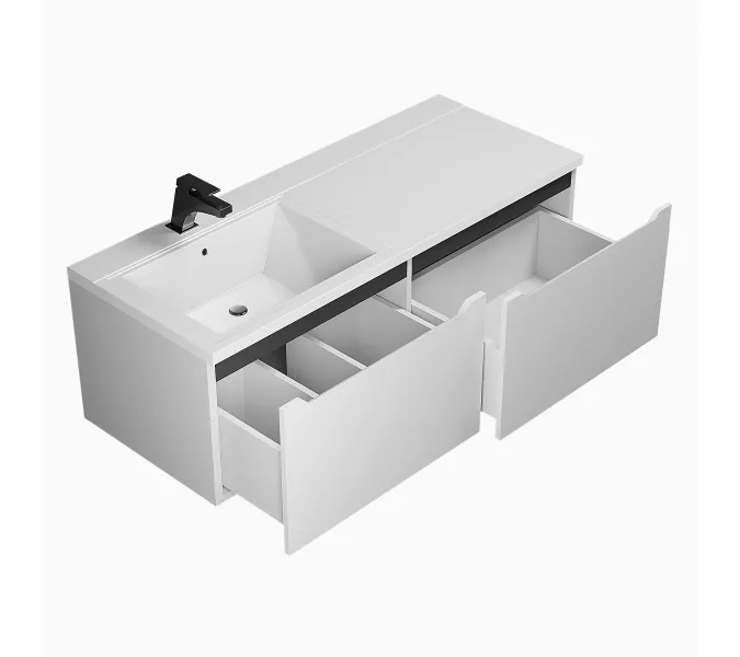 Тумба подвесная Uperwood Tanos 120 см, белая/графит, левая/правая, Выбрать цвет: Белый/графит, Ориентация: левая, изображение 6