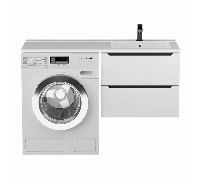 Тумба под стиральную машину подвесная Uperwood Tanos 60х50 см, белая/графит, Выбрать цвет: Белый/графит, изображение 5