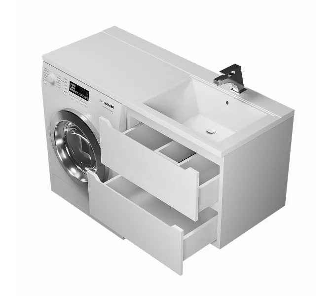 Тумба под стиральную машину подвесная Uperwood Tanos 60х50 см, белая, Выбрать цвет: Белый матовый, изображение 6