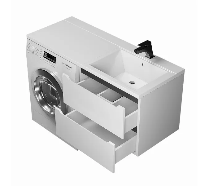 Тумба под стиральную машину подвесная Uperwood Tanos 60х50 см, белая/графит, Выбрать цвет: Белый/графит, изображение 6