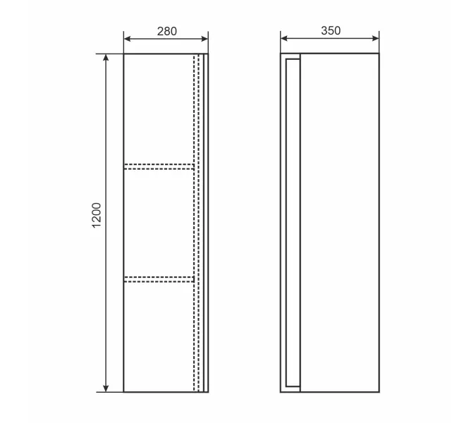 Шкаф-пенал подвесной Uperwood Next Premium, 35х120 см, белый/графит, Выбрать цвет: Белый/графит, изображение 5