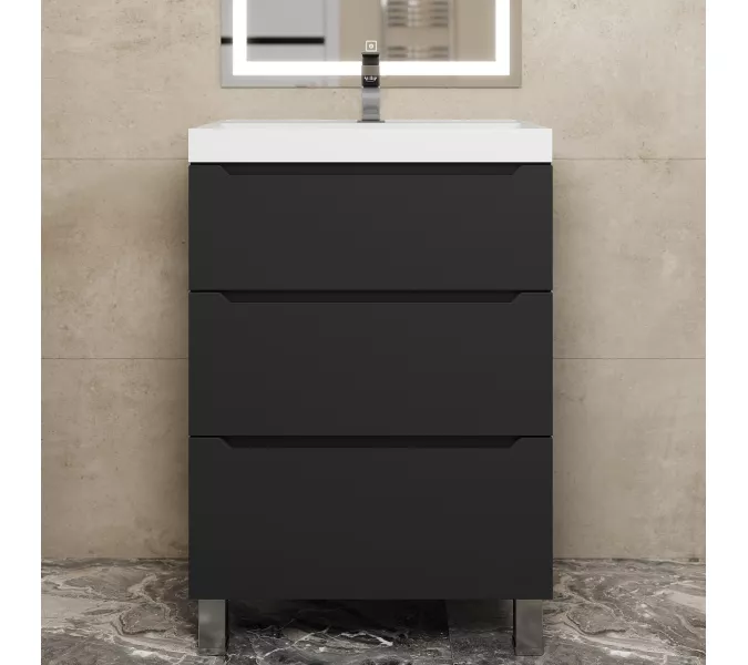 Тумба напольная Uperwood Tanos черная, 2/3 ящика, Выбрать цвет: Черный, Выбрать размер: 60, Внешний вид: 3 ящика, изображение 2