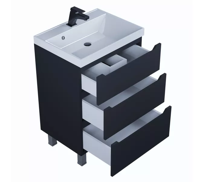 Тумба напольная Uperwood Tanos черная, 2/3 ящика, Выбрать цвет: Черный, Выбрать размер: 60, Внешний вид: 3 ящика, изображение 6