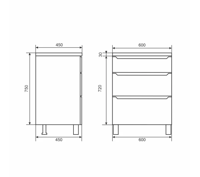 Тумба напольная Uperwood Tanos черная, 2/3 ящика, Выбрать цвет: Черный, Выбрать размер: 60, Внешний вид: 3 ящика, изображение 7