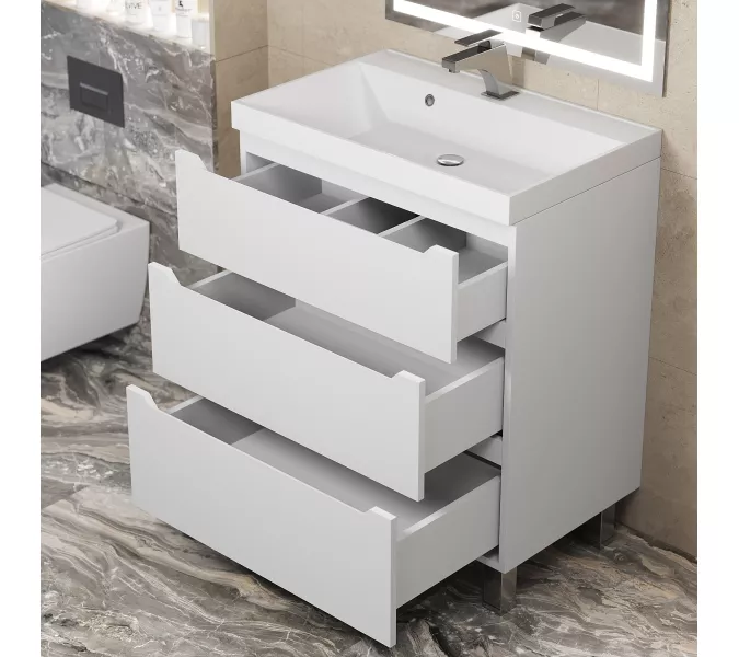 Тумба напольная  Uperwood Tanos белая, 2/3 ящика, Выбрать цвет: Белый, Выбрать размер: 70, Внешний вид: 3 ящика, изображение 3