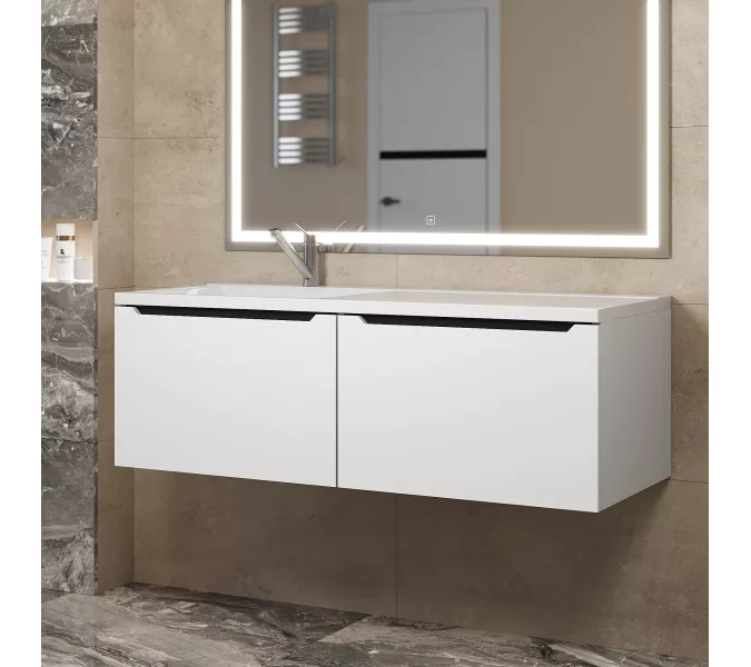 Тумба подвесная Uperwood Tanos 120 см, белая/графит, левая/правая, Выбрать цвет: Белый/графит, Ориентация: левая