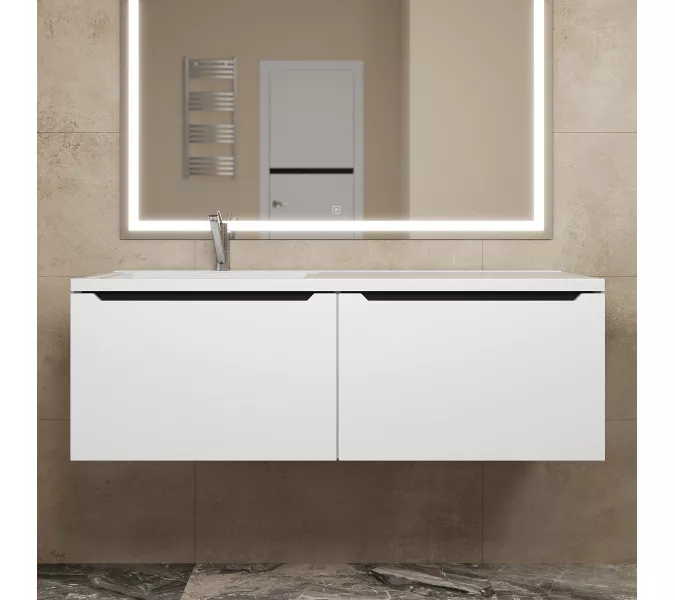 Тумба подвесная Uperwood Tanos 120 см, белая/графит, левая/правая, Выбрать цвет: Белый/графит, Ориентация: левая, изображение 3