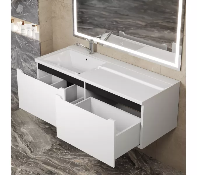 Тумба подвесная Uperwood Tanos 120 см, белая/графит, левая/правая, Выбрать цвет: Белый/графит, Ориентация: левая, изображение 2