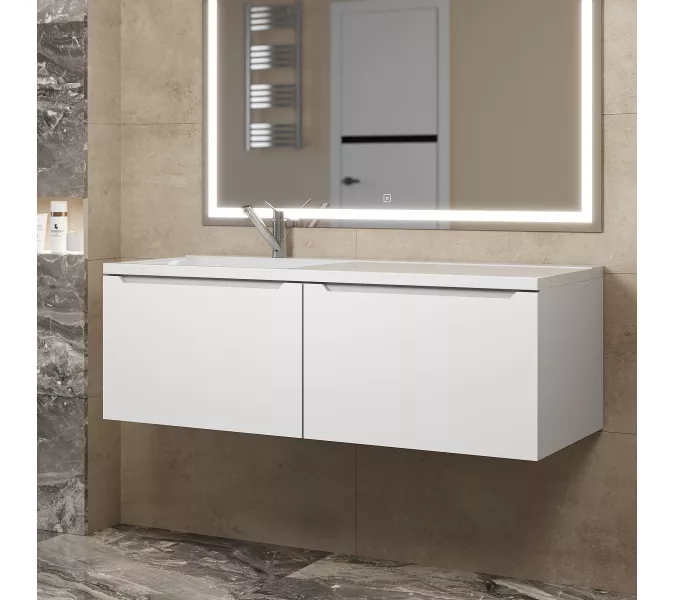 Тумба подвесная Uperwood Tanos 120 см, белая, левая/правая, Выбрать цвет: Белый матовый, Ориентация: левая