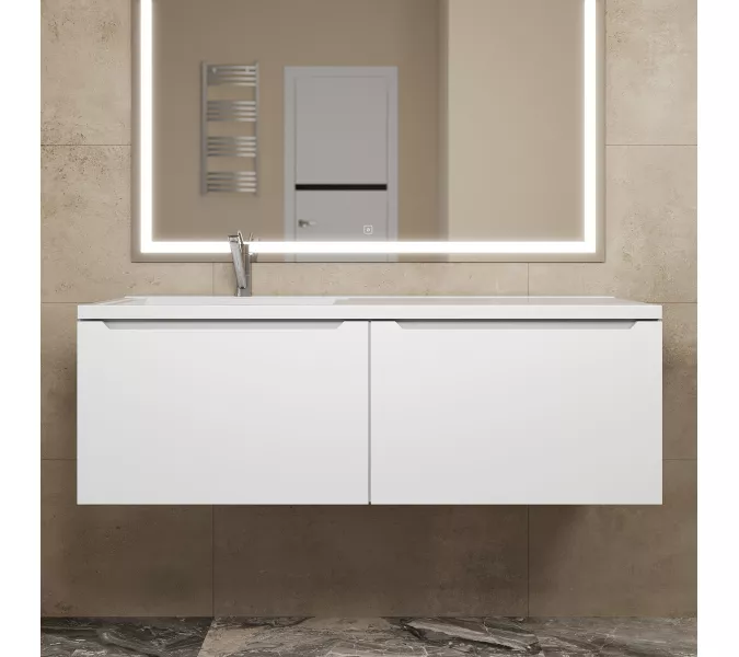 Тумба подвесная Uperwood Tanos 120 см, белая, левая/правая, Выбрать цвет: Белый матовый, Ориентация: левая, изображение 3