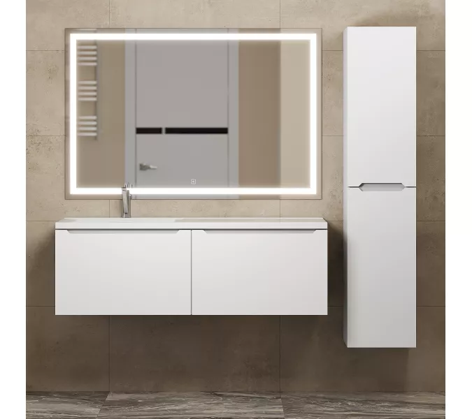 Тумба подвесная Uperwood Tanos 120 см, белая, левая/правая, Выбрать цвет: Белый матовый, Ориентация: левая, изображение 4