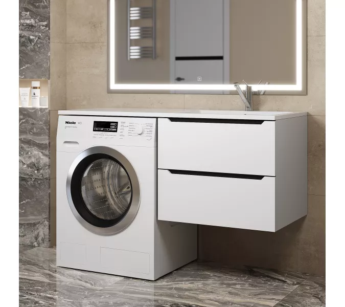 Тумба под стиральную машину подвесная Uperwood Tanos 60х50 см, белая/графит, Выбрать цвет: Белый/графит