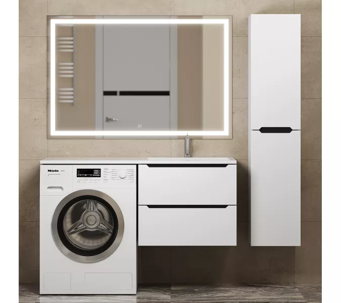 Тумба под стиральную машину подвесная Uperwood Tanos 60х50 см, белая/графит, Выбрать цвет: Белый/графит, изображение 4