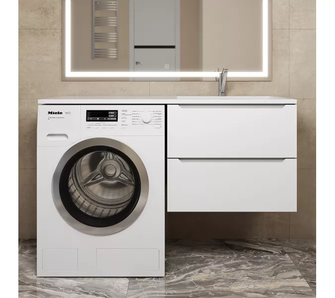 Тумба под стиральную машину подвесная Uperwood Tanos 60х50 см, белая, Выбрать цвет: Белый матовый, изображение 3