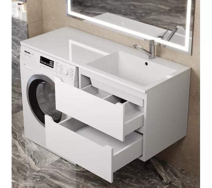 Тумба под стиральную машину подвесная Uperwood Tanos 60х50 см, белая, Выбрать цвет: Белый матовый, изображение 2