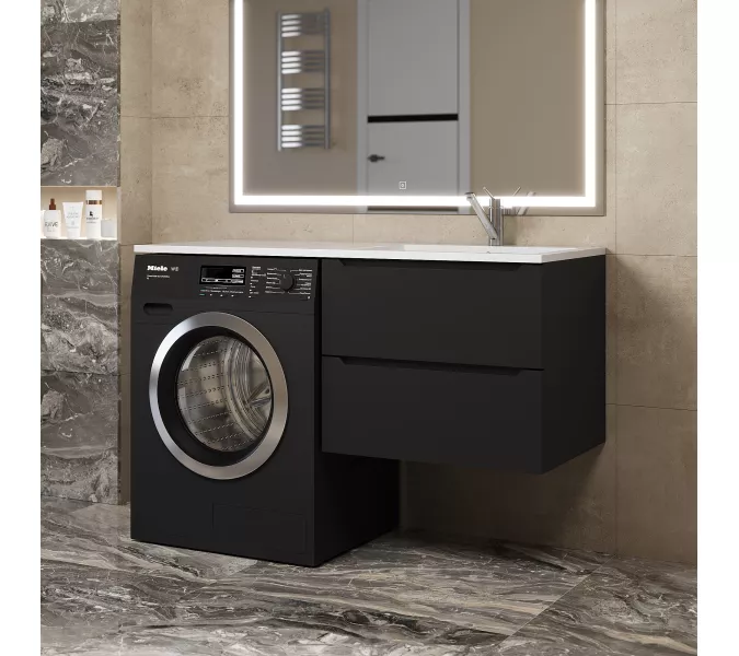 Тумба под стиральную машину подвесная Uperwood Tanos 60х50 см, черная, Выбрать цвет: Черный матовый