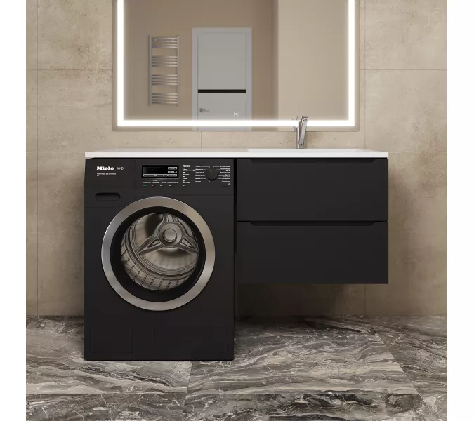 Тумба под стиральную машину подвесная Uperwood Tanos 60х50 см, черная, Выбрать цвет: Черный матовый, изображение 2